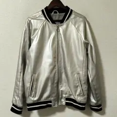 ZARA/ザラ★シルバー/フェイクレザージャケット/ブルゾン/訳あり