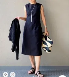 お値引きしました！MADISONBLUE 黒ノースリーブ ひざ下丈ワンピース