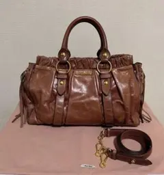 【希少クロコ❗️】miumiu 2way ！レザー　ショルダーバッグ　ブラウン 2025年最新】miumiu ミュウミュウ 2WAYショルダーバッグ