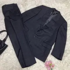 極美品　DORMUIL CLOTH ビジネススーツ　ダークグレー　チェック　L