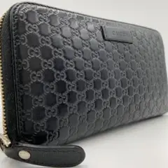 美品✨ GUCCI マイクロシマ 長財布 ラウンドファスナー レザー 黒