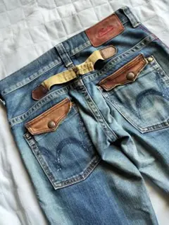 送料込み★EDWINブルートリップお洒落なフレアダメ－ジデニム日本製size30