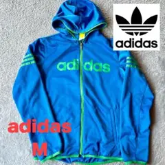 【希少】adidas フルジップジャージ トラックジャケット　サイズM 青/緑
