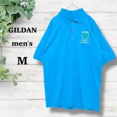 【GILDAN】ポロシャツ　カットソー　M 青　伸縮性