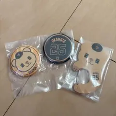 [ジャイアンツ　くじ］オカモン　缶バッチ・カラビナセット