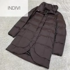 インディヴィ☆ダウンコート ブラウン 玉虫色 光沢 美シルエット 36