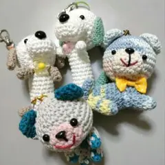 あみぐるみ　キーホルダー　動物　4個