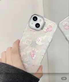 iPhone11ケース　ウサギのバレリーナシューズ シェル風