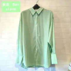 《新品・未使用》flair フレア デザインシャツ ミントグリーン長袖シャツ