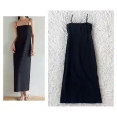 シールームリン パッドin スパゲッティフレアラインドレス ブラック S
