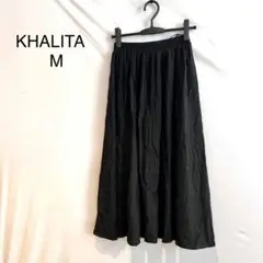 M841 KHALITA ブラック フレアスカート M ウエストゴム
