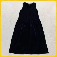 美品 オオカミとフクロウ 黒 切替え ノースリーブ ロング ワンピース