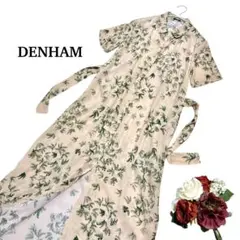 美品☆ デンハム DENHAM シャツワンピース ウエストリボン とろみ