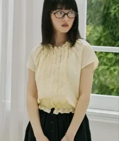 ジウノン GIUNON frill line puff blouse イエロー