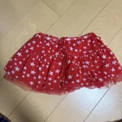 一度使用ingnifirst赤色×星柄シアーフリルスカートL平置ウエスト29cm