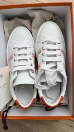 最終価格！　エルメス　HERMES ホワイト/オレンジ スニーカー箱あり