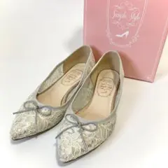 良品✨シンプルスタイル【23】ポインテッドトゥパンプス フラット 総レース 白