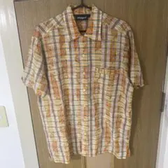 mogul 半袖シャツ　総柄　チェック　M size イエロー