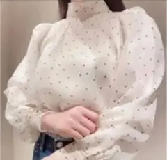 オーガンシースルーブラウス ドット 22