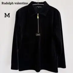 【ルドルフヴァレンチノ】ベロアハーフジップジップ RUDOLPH ブラック 秋冬