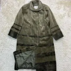 希少 エンバ 毛皮 ロングコート F ミンク シェアード ミルストグリーン