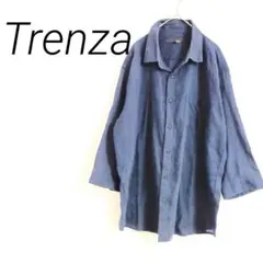 Trenza ミダークブルー 長袖シャツ 大きめLLサイズ　前面ほボタン