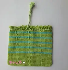 中古　ハンドメイド　リリアン　巾着　きんちゃく袋　小物入れ リリアン編み