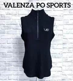 【バレンザ スポーツ】ロゴ入り　ハーフジップ　ノースリーブ　トップス　ブラック