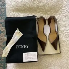フォクシー 36 1/2 パンプス ポインテッドトゥ ブラウン