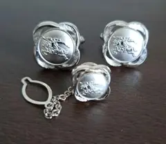【美品】バーバリー　 カフスボタン&タイピンセット ホースロゴ　ロゴ刻印