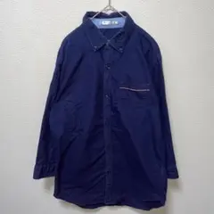 オーバルダイス　ネイビー　シャツ　胸ポケット　七分袖　綿100％ LL