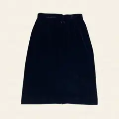 ベロア タイトスカート ひざ丈 ブラック 13号 フォーマル レーヨン100%