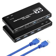HDMI KVMスイッチ 2x1 切替器 4K 60Hz KVM切替器 2入力