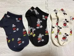 ミッキーマウス ソックス 3足セット くるぶし靴下 レディース キッズ