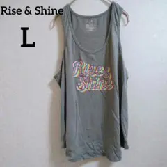 Rise & Shine【L】タンクトップ グレー 灰色 プリント ラフ