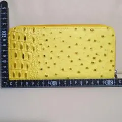 オーストリッチレザー 長財布 イエロー