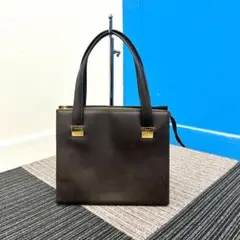 CELINE セリーヌ ヴィンテージ レザー ハンドバッグ ゴールド金具