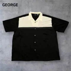 【211】GEORGEジョージ半袖開襟シャツレーヨン×ポリ黒2XLビッグサイズ