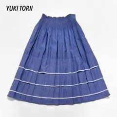 【YUKI TORII】ユキトリイ ティアードスカート フリル ひざ丈 M 青