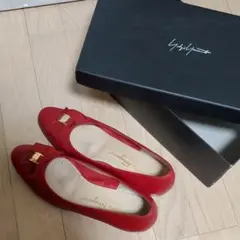 フェラガモ パンプス ヒール 赤 リボン