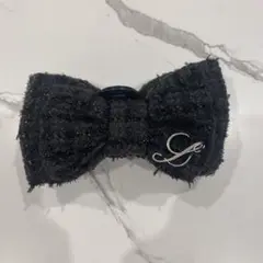Lumignon L tweed ribbon hair clipブラック