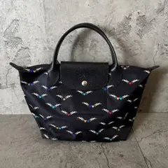 LONGCHAMP ロンシャン トートバッグ 総柄 フランス製 ネイビー