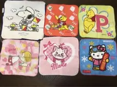 キャラクター　タオルハンカチ　６枚セット　スヌーピー　ディズニー　ハローキティ