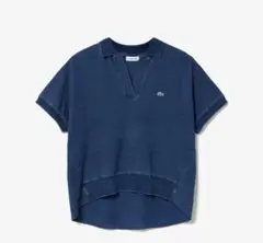 Lacoste インディゴ　ポロシャツ 半袖　ネイビー　デニム柄　スキッパー