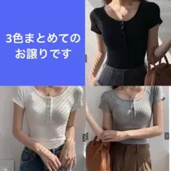 GRL ヘンリーネックリブミニTシャツ【ac2551】