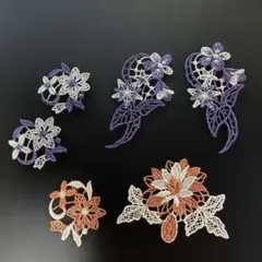 花と葉のレース刺繍パーツ
