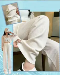 L ルームウェア レディース スラックス トールサイズ⭐︎ 白 パンツ 韓国