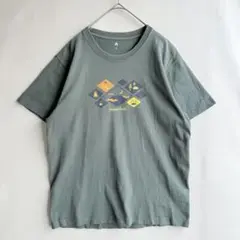 古着　モンベル　メンズ　Tシャツ　M フェード　コットン　グリーン