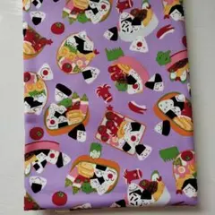 オックス布地　おむすびくん　楽しいお弁当[110cm×1メートル]