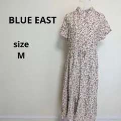 BLUE EAST 花柄 半袖 ロングワンピース ブラウン系 【タグ付】M
